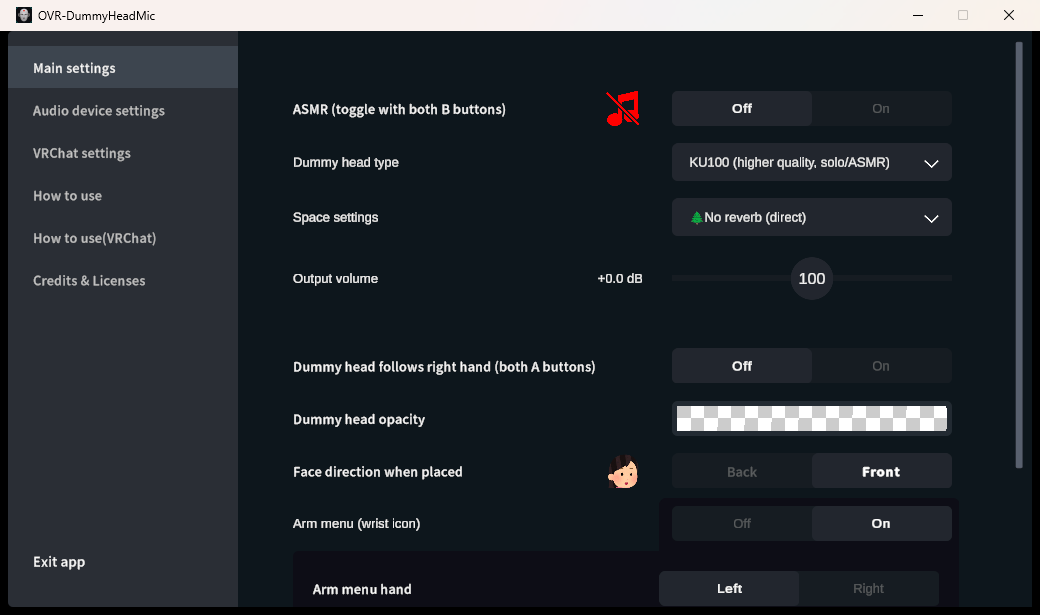 Pantalla actual de Configuración principal en inglés