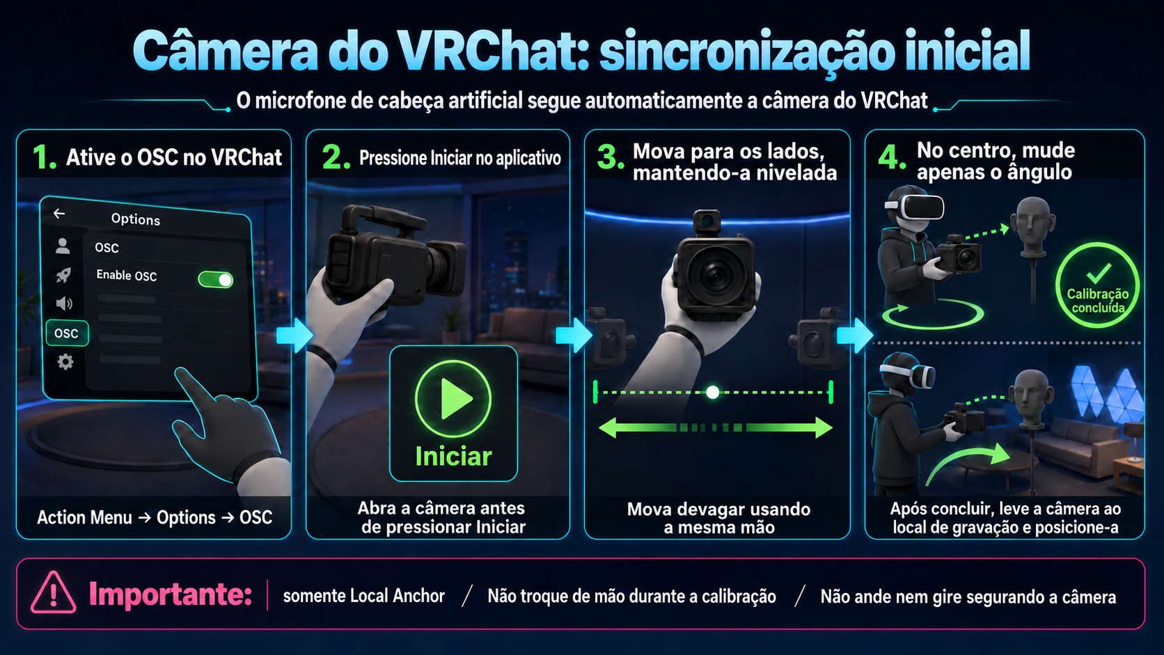 Configuração inicial da sincronização da câmera do VRChat